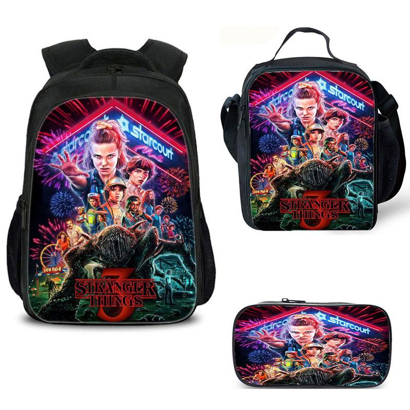 Stranger Things 3 Backpack and Pencil Case with  Lunch Bag 3PCS Set