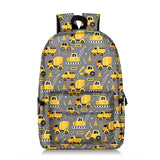 Yellow Truck Excavator Kid's Backpack Preschool Bookbags Kindergarten School Backpack