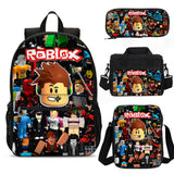 Teen's Backpack 4PCS Roblox Trendy Backpack Satchel Pencil Case Lunch Bag
