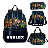 Teen's Backpack 4PCS Roblox Trendy Backpack Satchel Pencil Case Lunch Bag